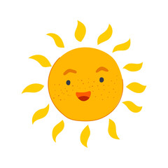 face sun character cartoon vector illustration