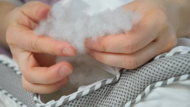Holofiber synthetic pillow filler close-up.