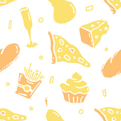 Seamless food pattern. Doodle food background