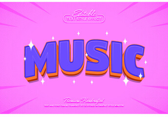 Music 3D vector text effect graphic style. Editable vector headline and title template.