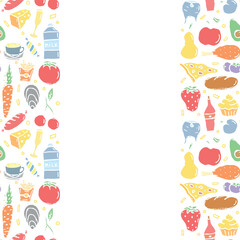 Doodle food background. Food frame illustration