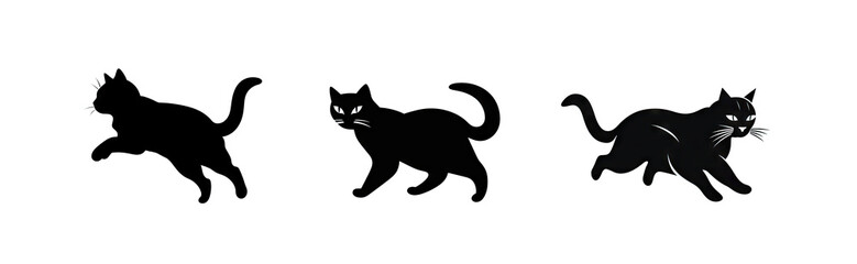 Fototapeta premium Cat Silhouette Icon Isolated, Animal Black, Pet Symbol on White Background