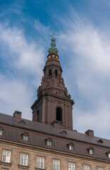 Copenhagen, Denmark. View of the tower of Christiansborg palace.