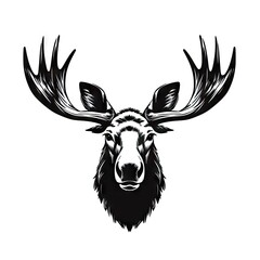 Obraz premium Moose Head Icon, Wild Animal Silhouette, Zoo Logo, Moose Symbol on White Background