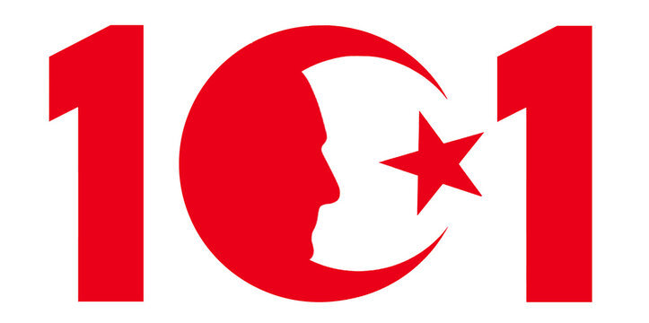 Turkish Republic 101. year logo, 29 Ekim Cumhuriyet Bayrami 101 nci yıl logo