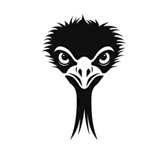 Ostrich Head Icon, Africa Bird Silhouette, Zoo Logo, Ostrich Symbol on White Background