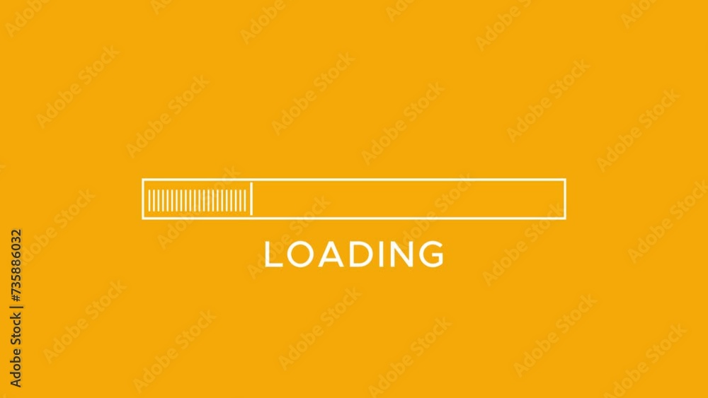 Poster progress loading bar screen animation video effect on yellow background