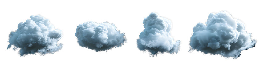 Set of clouds isolated on white or transparent background.