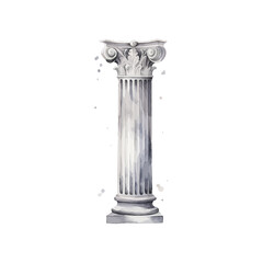 Greek grey column watercolor. Vector illustration design.