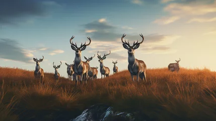 Foto op Canvas A herd of deer © Cybonad