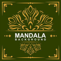 Golden frame with mandala art background