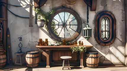 Medieval Environment Illustration. Beautiful 4K vintage town, vibrant colors. Generative AI