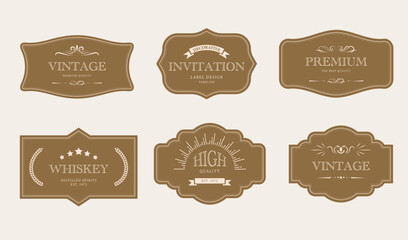Vintage label and decoration frames collection. Retro classic badge. vector illustration