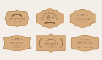 Vintage label and decoration frames collection. Retro classic badge. vector illustration