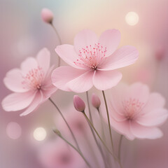 Delicate pale pink anemone flowers. very delicate light artistic photo. Generative AI
