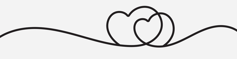 Heart shape. Continuous linear art doodle drawing vector illustration. Love one line symbol. Heart Vector 
