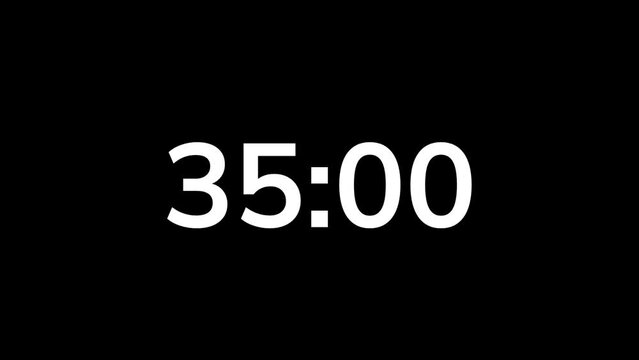 40 second countdown timer animation on black background