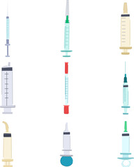 syringe set cartoon vector illustration