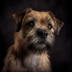 Border Terrier Dog Portrait in Studio with Artistic Flair