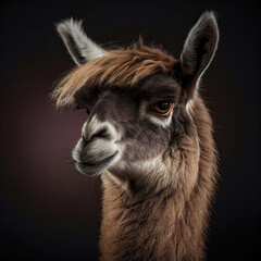 Obraz premium Stylish Llama Portrait in Studio with Elegant Look