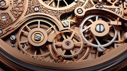 Fototapeta na wymiar Background of the gear mechanism inside the watch.