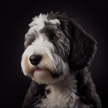 Adorable Sheepadoodle Portrait in a Professional Studio