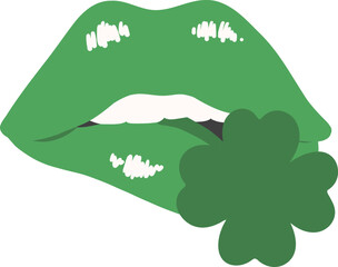 St Paticks day lips with clover leaf