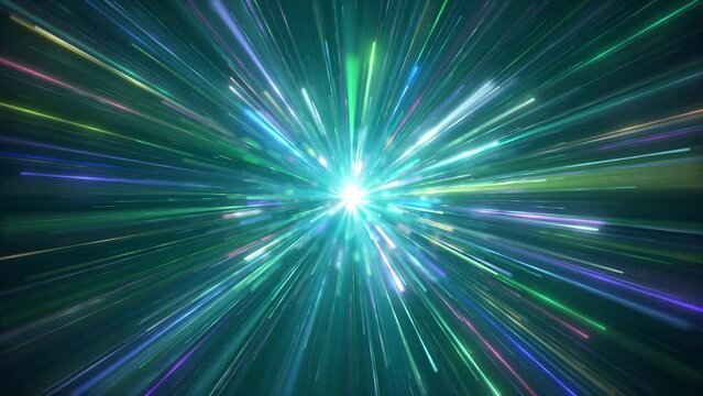 Colorful abstract moving high tech lines, concept for space time travel. Future transportation, sci fi beam, super fast lights. Sci fi Infinite digital space in visual tunnel.