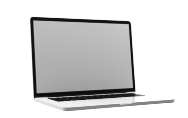 Open Laptop Computer. An open laptop computer is placed on top of a plain Transparent surface.