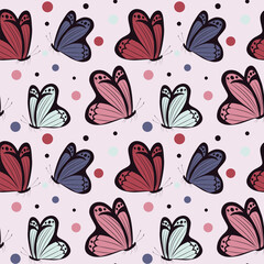 Pattern with butterflies. Vector illustration. For print.