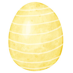 Yellow Easter egg watercolor hand drawn illustration