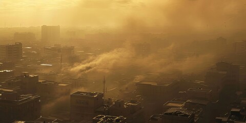 Fototapeta premium A city full of dust in the air