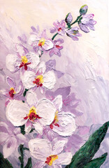 Orchid flowers. Oil painting picture