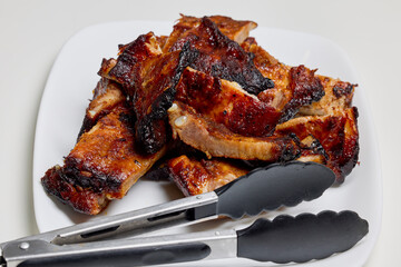 pork ribs on a plate ready to eat.