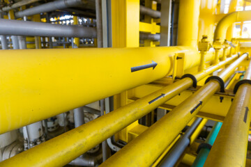 Oil and gas processing plant with pipe line valves.Steel pipelines and valves.Oil pipeline valves...