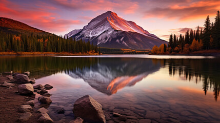 Fototapeta na wymiar Canada Jasper National Park Jasper Pyramid Mountain