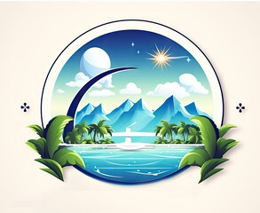 Fototapeta na wymiar Leisure Travel Logo Template, Tourism Emblem