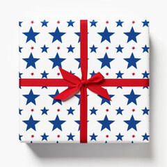 Fototapeta premium july 4th Independence Day gift box on white background