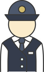 カラー駅関連アイコンイラスト　駅員