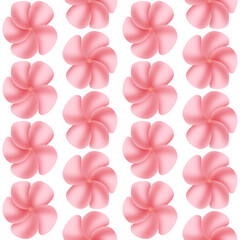 A seamless pattern of plumeria frangipani PNG transparent background in a hand-drawn gradient color spring floral concept, illustration