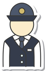 ステッカー駅関連アイコンイラスト　駅員