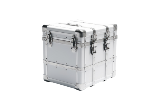 Three White Suitcases Stacked on Top of Each Other. Three white suitcases are neatly stacked on top of one another, creating a simple and organized arrangement.