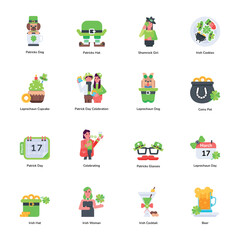 Set of St Patrick's Day Flat Icons 

