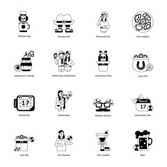 Set of St Patrick's Day Glyph Icons 

