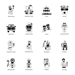 Glyph Icon Collection of Shamrock Day Celebration 

