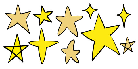Obraz premium And drawn set of stars, decorate, vector, illustration,
