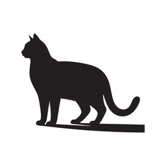 Minimallist Cat Silhouette in striking and elegent design-Minimalist vector cat silhouette