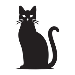 Minimallist Cat Silhouette in striking and elegent design-Minimalist vector cat silhouette