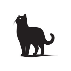 Minimallist Cat Silhouette in striking and elegent design-Minimalist vector cat silhouette