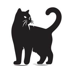 Minimallist Cat Silhouette in striking and elegent design-Minimalist vector cat silhouette